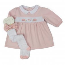 H13547: Baby Girls Hedgehog Cord Dress, Tights & Headband Outfit (0-9 Months)